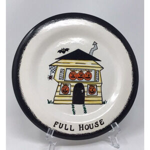 Vintage Halloween Pumpkin Plate Hand Painted Decor "Full House" 7.5"